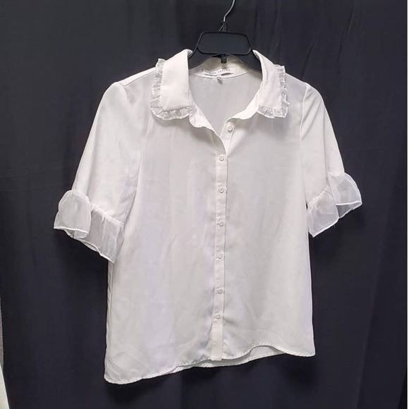 NWOT English Factory Cute Preppy White Blouse Size Small #70091T7SF - Picture 2 of 9